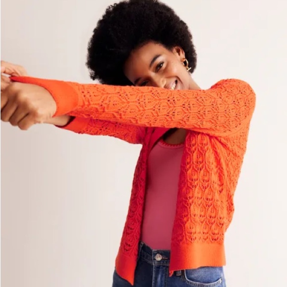 Crochet Knit Cardigan -
Gladioli Orange - Picture 2 of 13